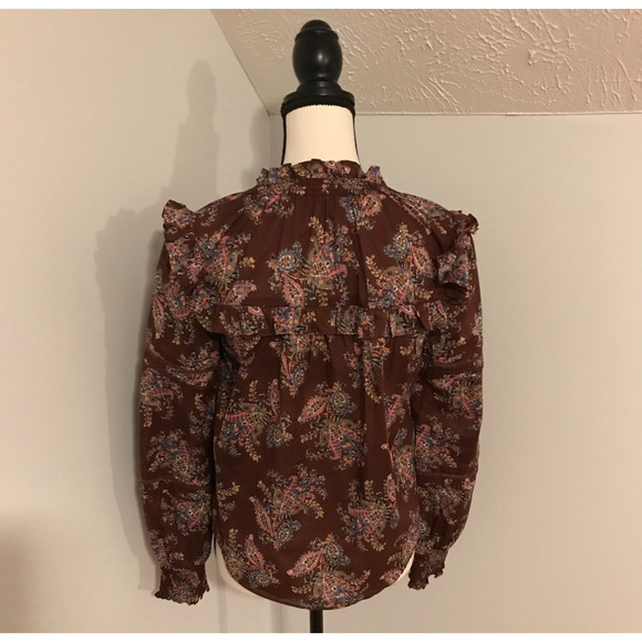 Veronica Beard Hopkins Printed Long Sleeve Ruffle Blouse - Size 2 - Picture 4 of 10